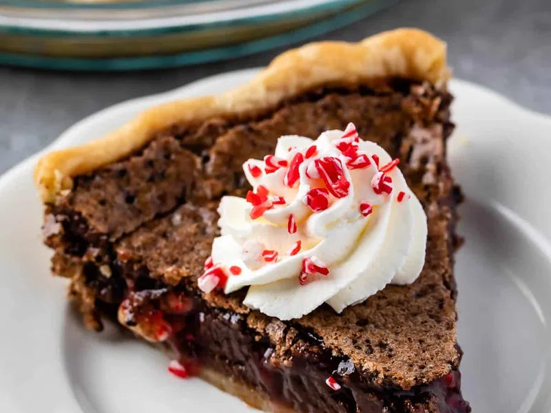 Peppermint Chocolate Chess Pie with Baking Pieces