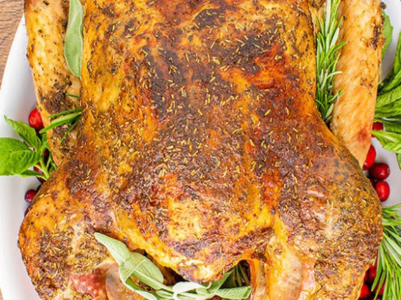 Herb Butter Roasted Thanksgiving Turkey with Crispy Skin