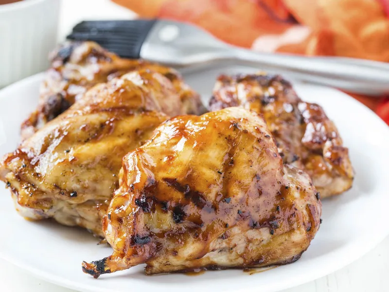 Grilled Chicken Thighs with Beer Barbecue Sauce