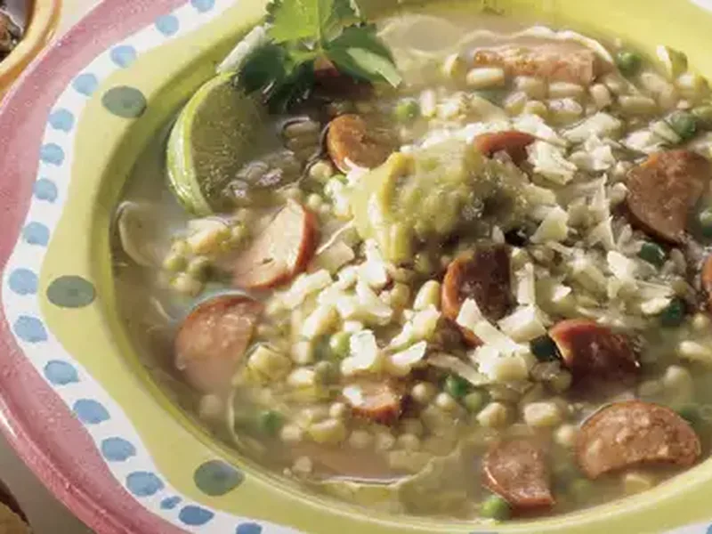 Southwestern Green Chile Turkey Sausage Soup with Fresh Salsa