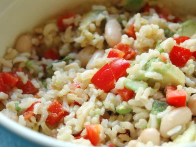 Warm Avocado Bean Salad with Brown Rice