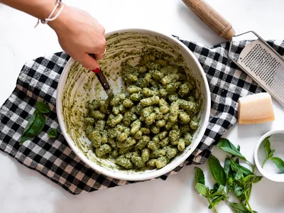 Gluten-Free Cauliflower Gnocchi with Fresh Basil Pesto