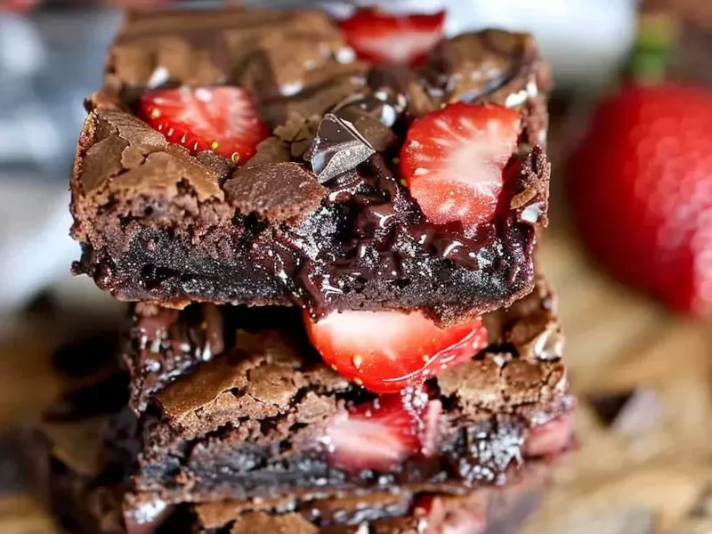 Rich Strawberry Chocolate Chunk Brownies with Coffee Extract