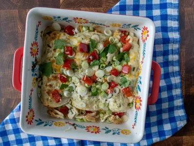 Verde Sour Cream Chicken Enchiladas