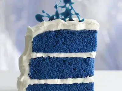 Royal Blue Velvet Layer Cake with Marshmallow Buttercream
