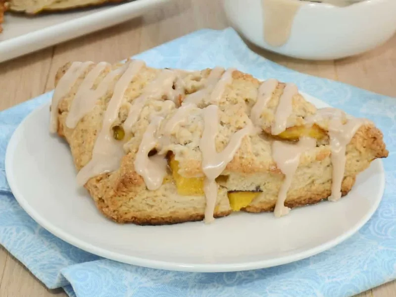 Peaches and Cream Scones with Spiced Glaze