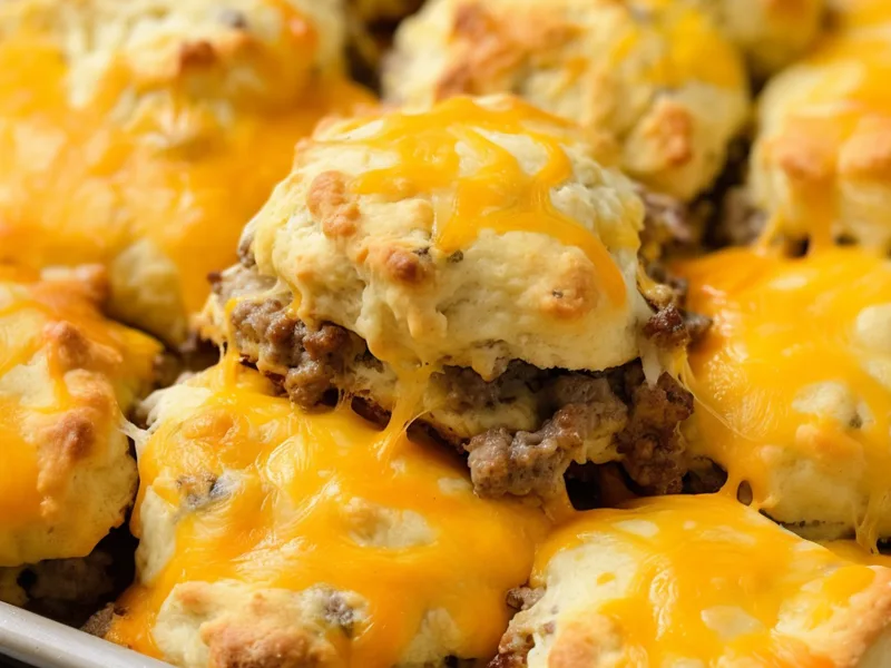 Homemade Sausage Cheddar Buttermilk Biscuits