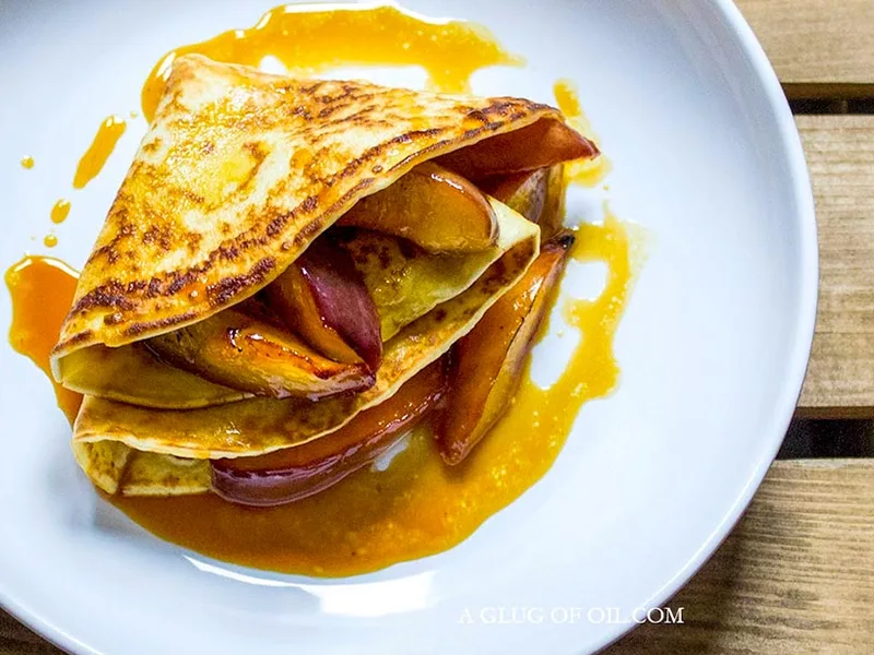 Pan-Fried Pancakes with Caramelised Nectarines