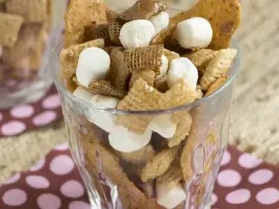 Sweet Potato Chips Chex Mix with Caramel Coating