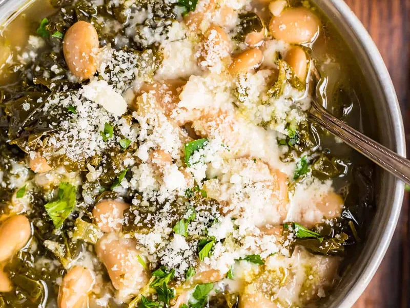 White Bean Parmesan Soup with Kale and Fennel