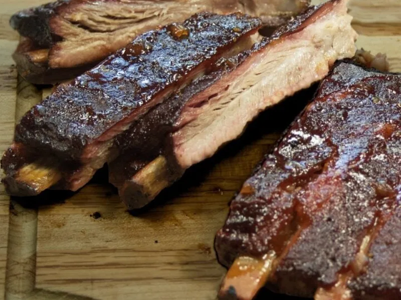 Smoked Pork Ribs on Charcoal Grill or Smoker