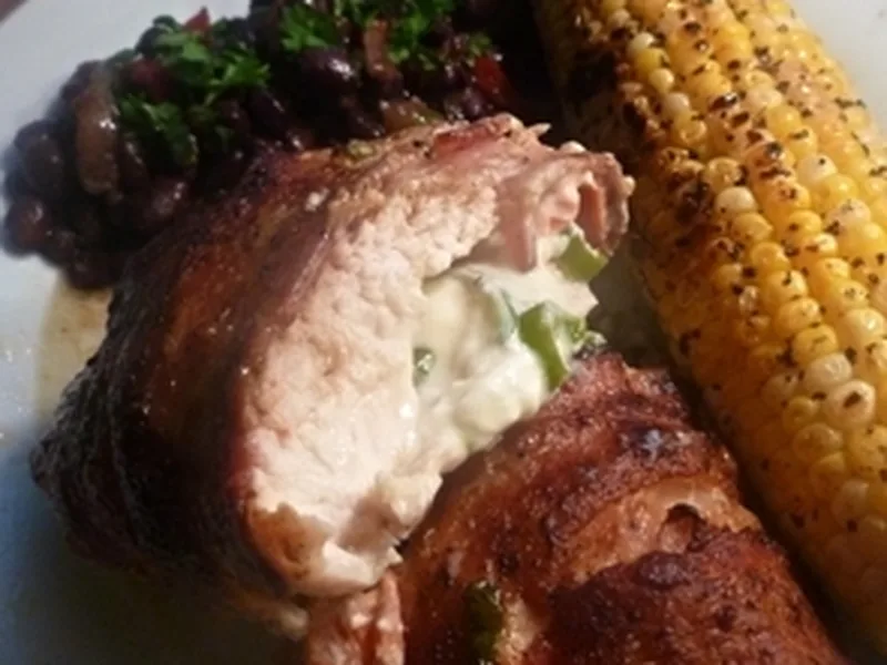 Bacon-Wrapped Chicken Breasts with Jalapeno Cream Cheese