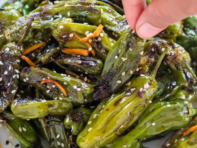 Blistered Shishito Peppers with Soy Ginger Sauce