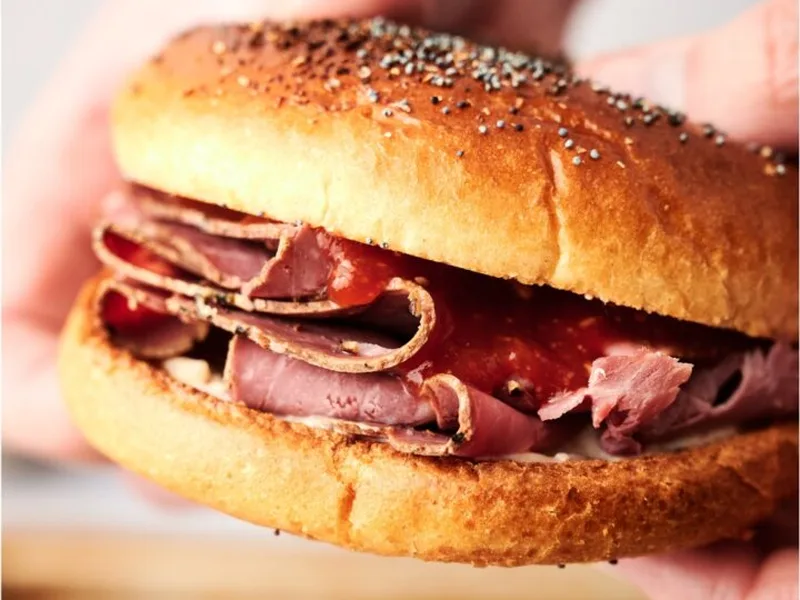 Copycat Arby's Roast Beef Sandwich with Cheese Sauce