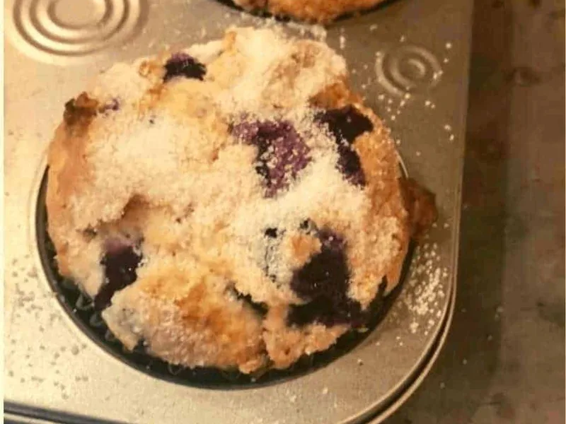 Air Fryer Berry Cream Muffins with Mixed Berries