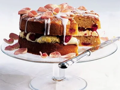 Frosted Rose Petal Jubilee Cake with Raspberries