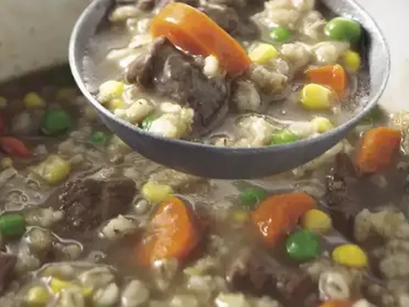 Slow-Cooker Beef and Pearl Barley Soup with Vegetables