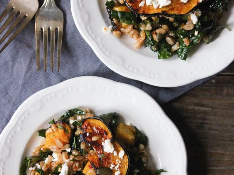 Farro Bowls with Chipotle Squash and Kale