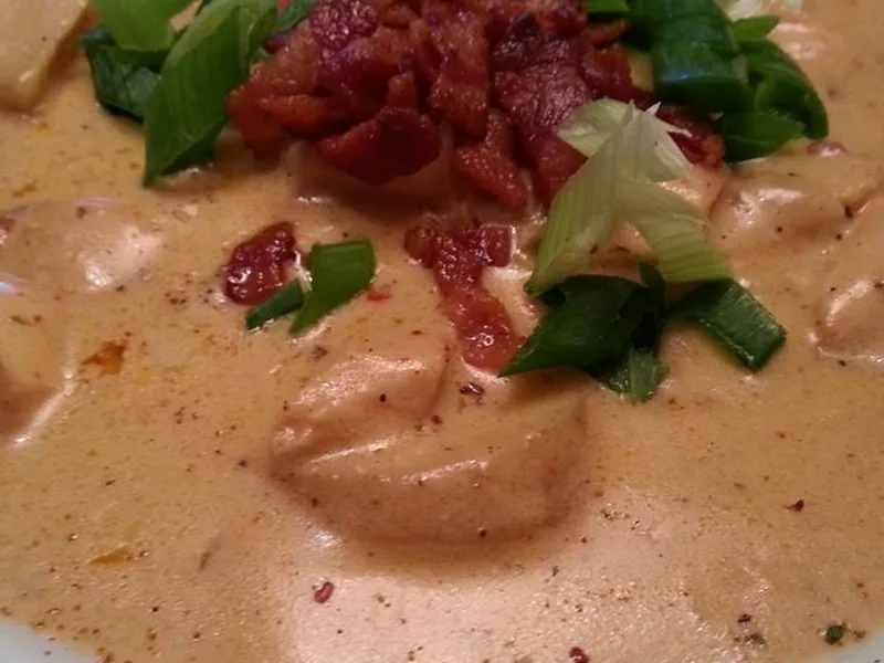 Whiskey Smoked Salmon Chowder with Bacon and Cajun Spices