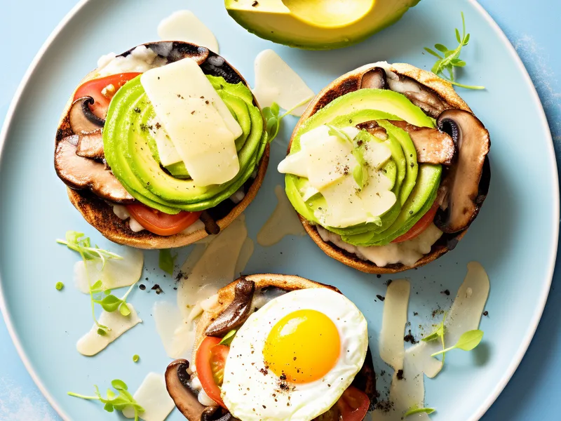 Portobello Mushroom Breakfast Sandwich with Bacon and Avocado
