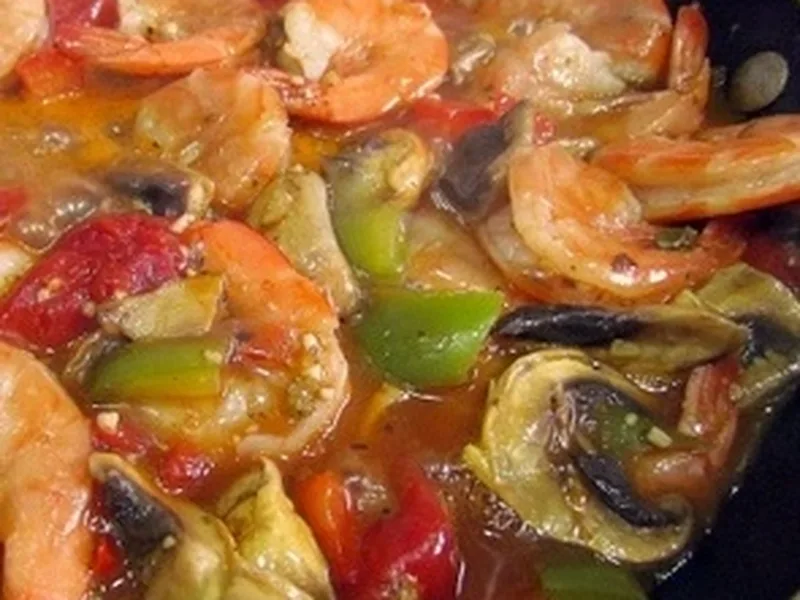 Linguine with Garlic Shrimp and Mushrooms