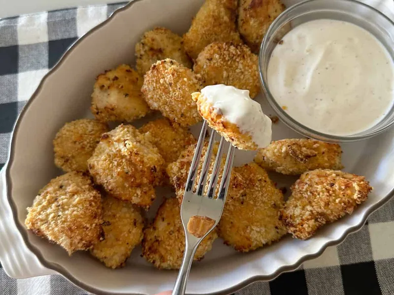 Crispy Air Fryer Chicken Nuggets with Panko Parmesan Coating