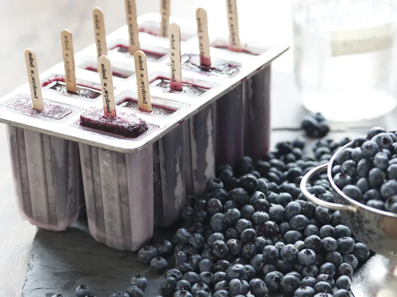 Boozy Blueberry Moonshine Popsicles with Fresh Lemon