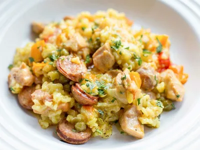 Instant Pot Seafood Paella with Saffron and Smoked Paprika