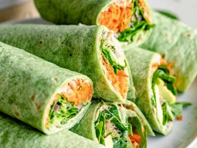 Fresh Veggie Spinach Wraps with Hummus and Everything Seasoning