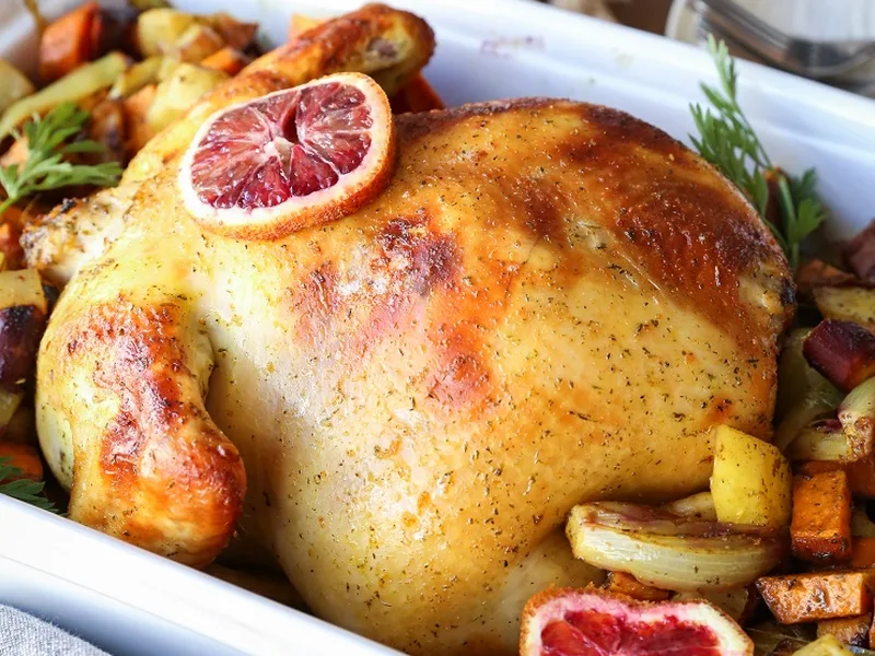 Orange Ginger Turmeric Roasted Whole Chicken