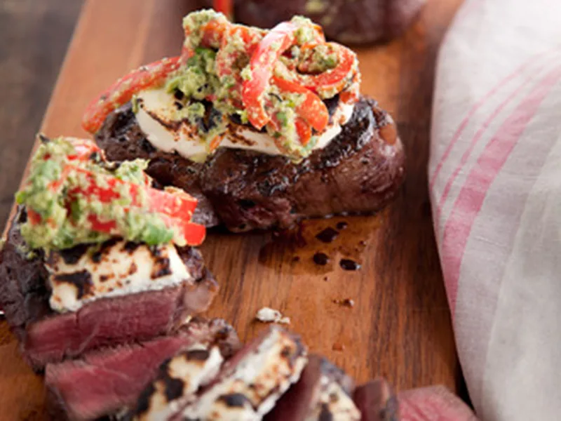 Black Pepper Crusted Filet Mignon with Ancho Chile Salsa