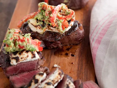 Black Pepper Crusted Filet Mignon with Ancho Chile Salsa
