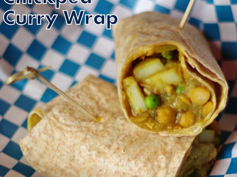 Spiced Potato and Chickpea Curry Wraps with Mango Chutney