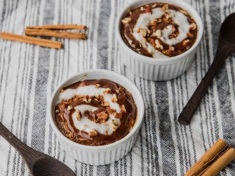 Air Fryer Cinnamon Roll Baked Oatmeal with Maple Swirl