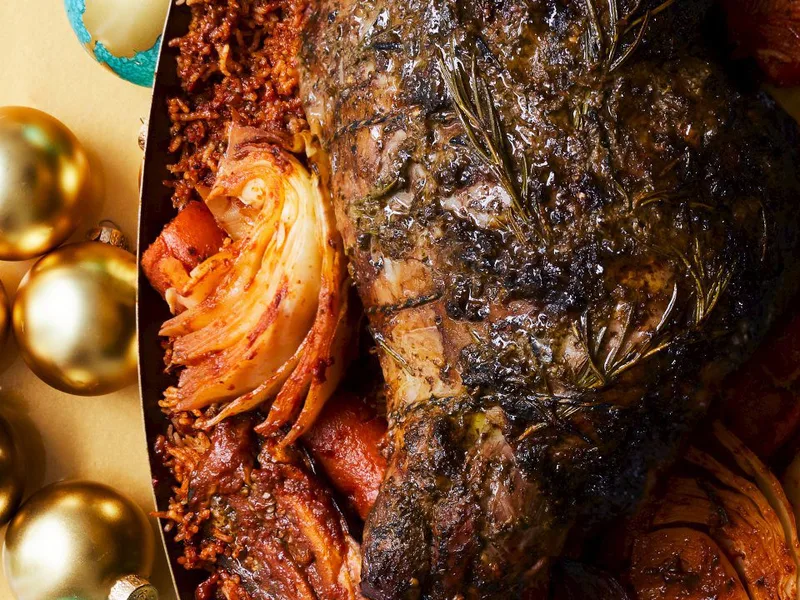 Herby Tamarind Lamb with Baked Jollof Rice