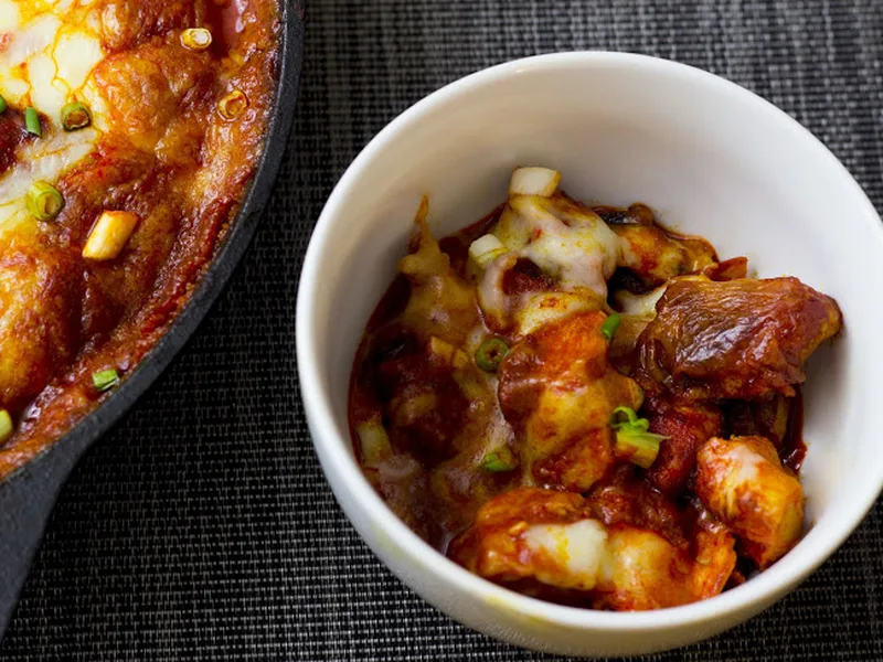 Korean Spicy Fire Chicken with Melted Cheese