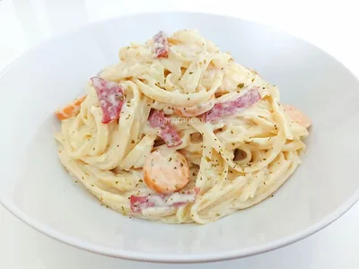 Creamy Pepperoni Spaghetti Carbonara with Sausage