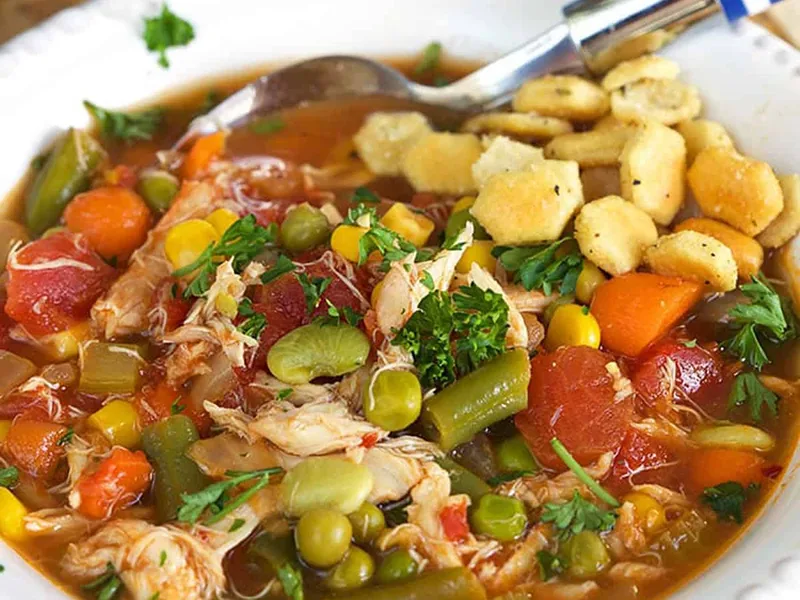 Maryland Crab Soup with Old Bay and Mixed Vegetables