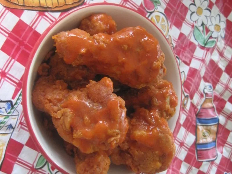 Crispy Double-Dredged Buffalo Wings with Crystal Hot Sauce