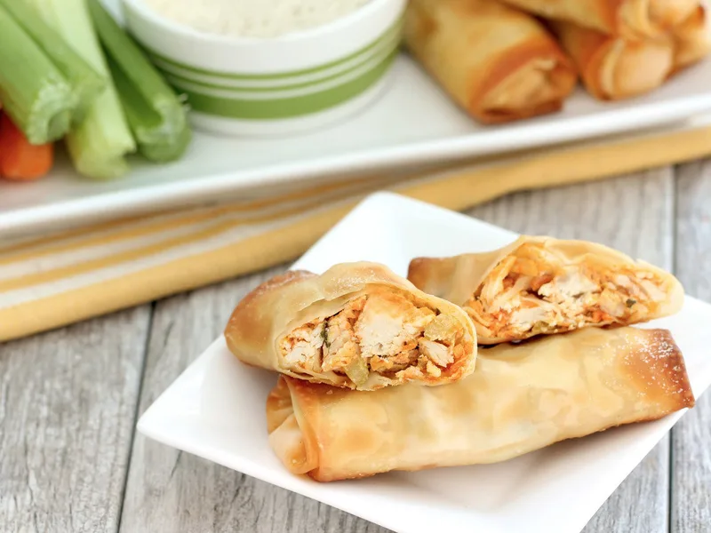 Baked Buffalo Chicken Egg Rolls