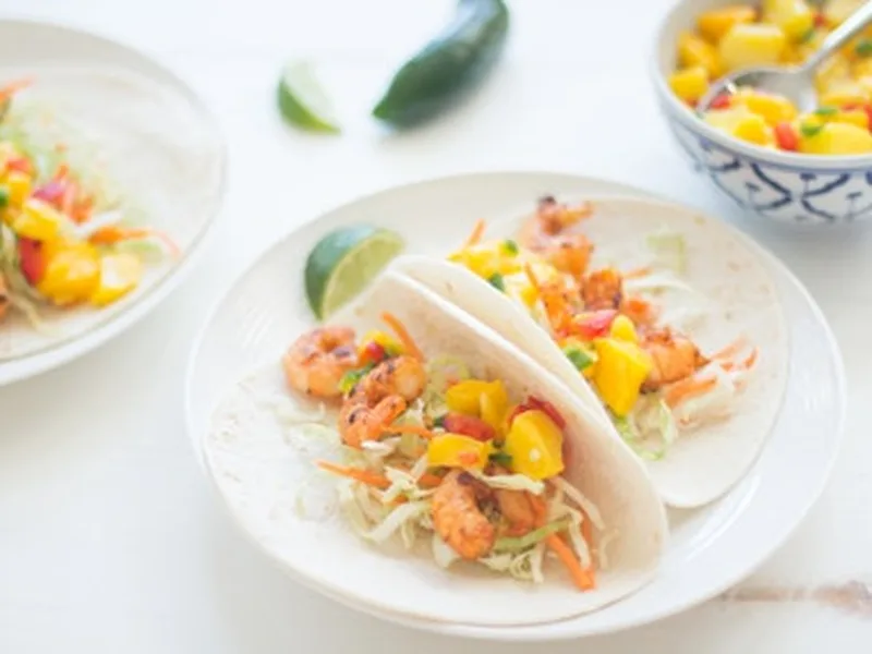 Spiced Shrimp Tacos with Fresh Pineapple and Slaw