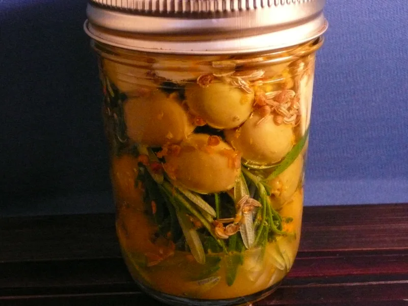 Herb-Marinated Green Olives with Citrus