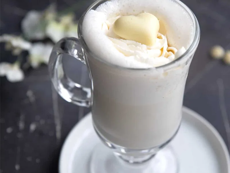 Sugar-Free White Hot Chocolate with Heavy Cream and Hemp Milk