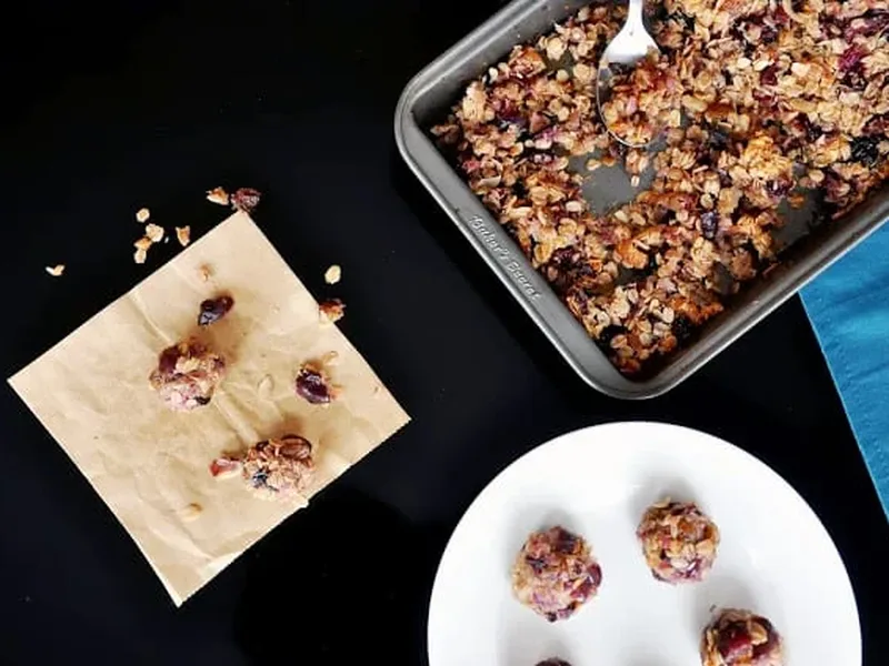 No-Bake Fresh Cherry Granola Balls with Maple Syrup