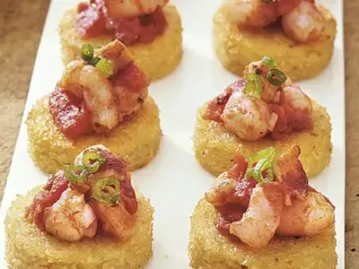 Crispy Baked Shrimp and Grits Bites with Bacon