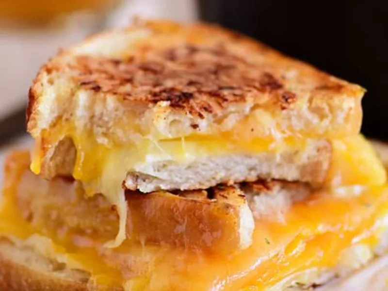 Triple Cheese Grilled Cheese with Garlic Butter
