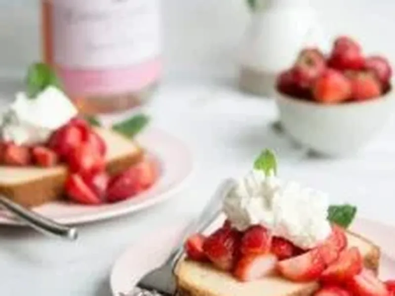 Sparkling Rosé Soaked Strawberry Shortcake with Vanilla Pound Cake