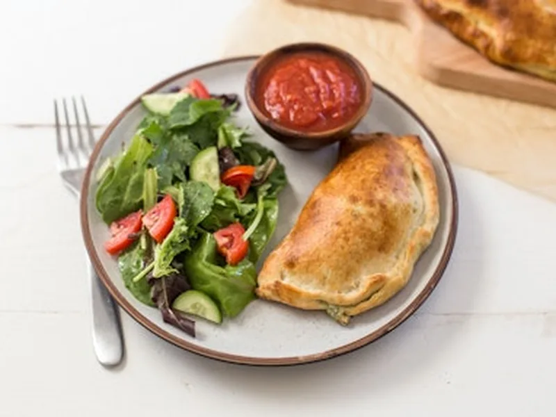 Spinach Ricotta Calzone with Homemade Marinara Sauce