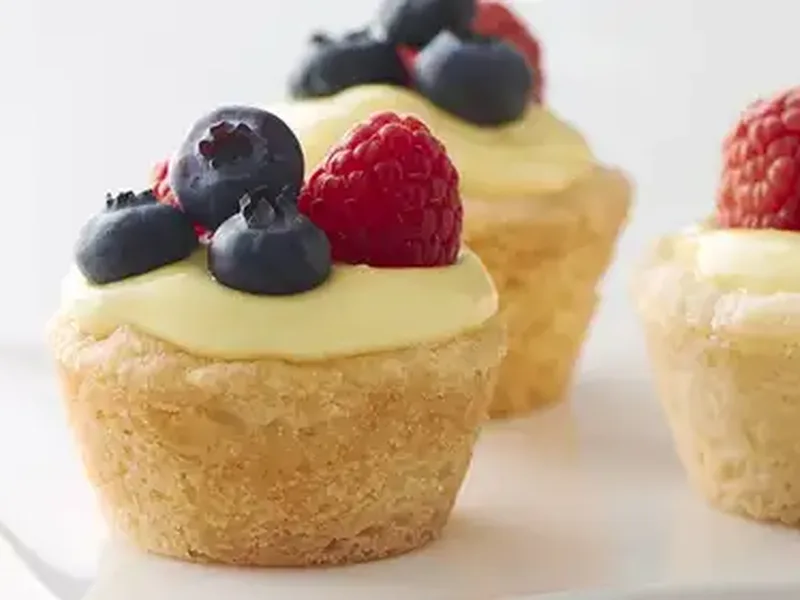 Patriotic Sugar Cookie Cups with Lemon Cream and Berries