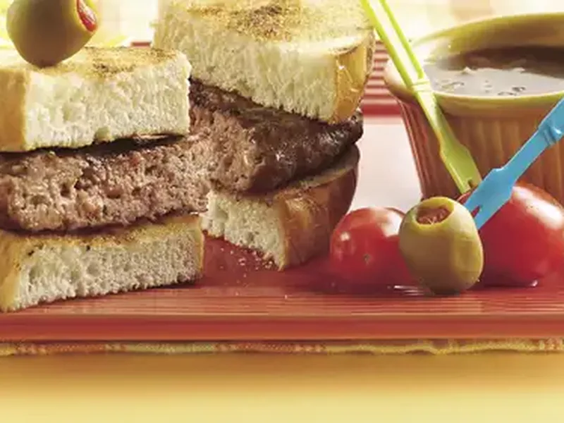 Grilled French Dip Burgers with Onion Soup Broth